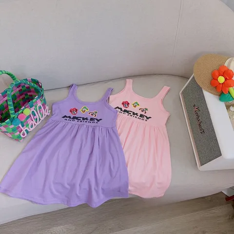 Váy cho bé gái, váy cotton ba lỗ mát mẻ họa tiết DAK STUDIO cho bé