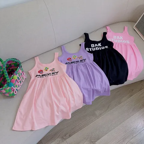 Váy cho bé gái, váy cotton ba lỗ mát mẻ họa tiết DAK STUDIO cho bé