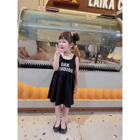 Váy cho bé gái, váy cotton ba lỗ mát mẻ họa tiết DAK STUDIO cho bé