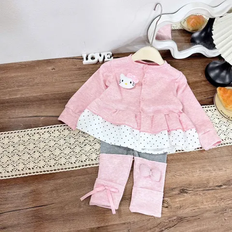 Quần áo thu đông bé gái, set áo len thỏ dáng Babydoll kèm quần legging cho bé gái (10–20kg)