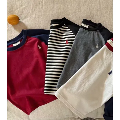 Áo cotton bé trai, áo thun Raglan thêu ngựa khoẻ khoắn cho bé 9-27kg