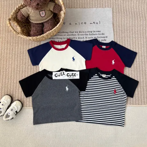 Áo cotton bé trai, áo thun Raglan thêu ngựa khoẻ khoắn cho bé 9-27kg