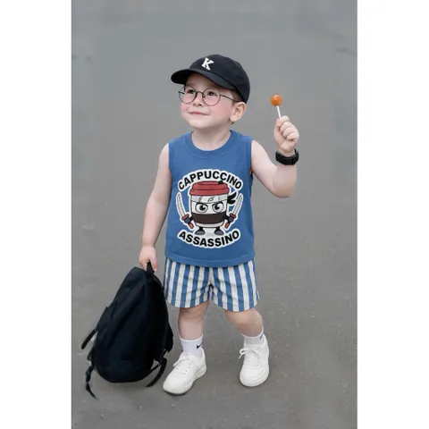 Quần áo bé trai, set bộ sát nách cotton Capuchino cho bé 9-27kg