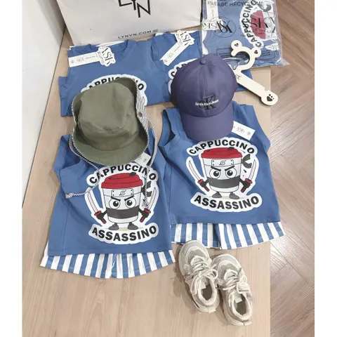 Quần áo bé trai, set bộ sát nách cotton Capuchino cho bé 9-27kg