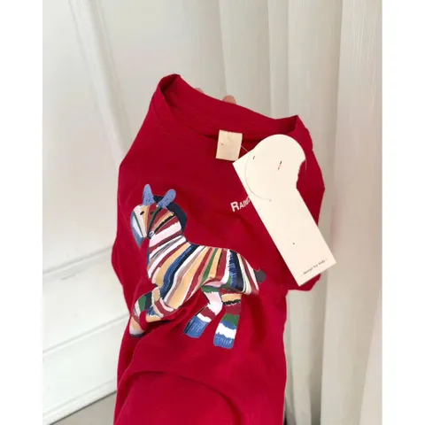 Áo phông gia đình, áo cotton đỏ hoạ tiết ngựa vằn năng động, nổi bật, gắn kết yêu thương size 8-80kg