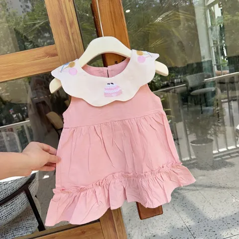 Váy cho bé gái, váy thô đũi hàn hồng pastel mát mẻ cho bé 10-20kg