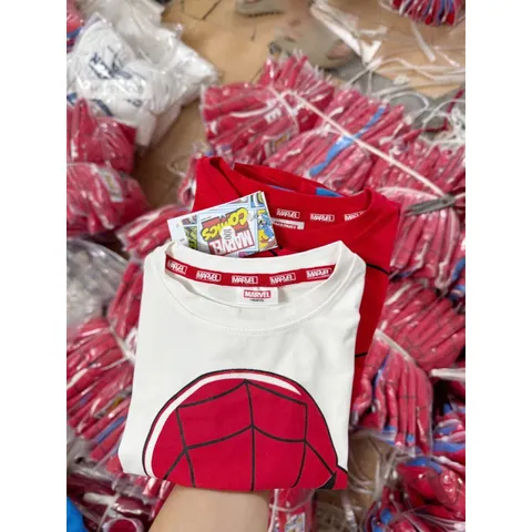 Quần áo bé trai, set bộ áo cotton Spider Man kèm quần short chân cua cho bé 8-25kg