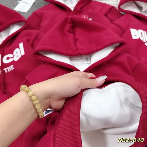 Áo nỉ đỏ Noel cho bé, áo Hoodie nỉ lót lông hoạ tiết chữ NEWYORK cho bé trai và bé gái tùe 10-45kg