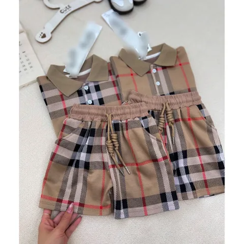 Quần áo bé trai, set bộ cộc tay áo polo kẻ vàng cho bé 10-50kg