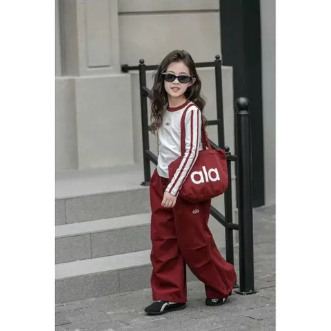 Quần áo bé gái, set 3ct: áo cotton sài tay, quần suông rộng và túi ALA cho bé 10-32kg