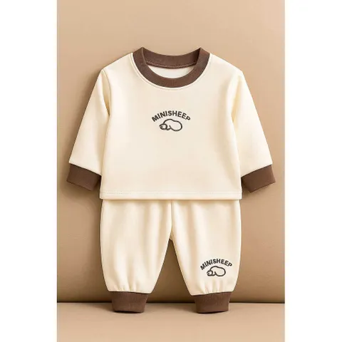 Bộ thu đông cho bé, set bộ dài tay chất zip dày dặn thêu hình chú cừu Minisheep cho bé trai và bé gái size 6-18kg