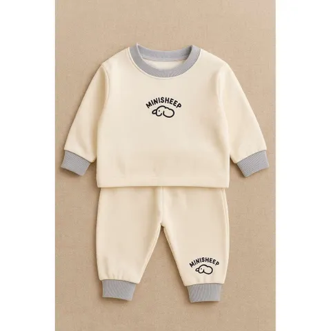 Bộ thu đông cho bé, set bộ dài tay chất zip dày dặn thêu hình chú cừu Minisheep cho bé trai và bé gái size 6-18kg