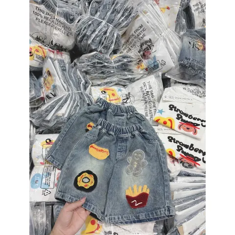 Quần áo cộc tay bé gái, set áo phông kết hợp quần Short Jean Style Street cho bé 13-35kg