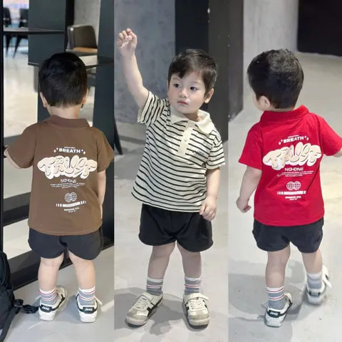 Áo polo bé trai, áo có cổ hoạ tiết TRUST năng động, lịch sự chuẩn Style Hàn Quốc size 9-26kg