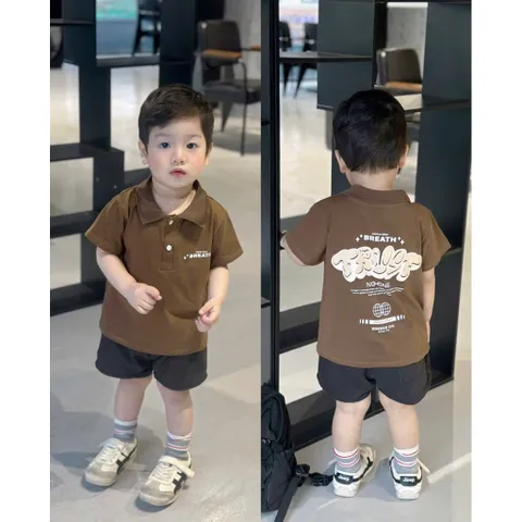 Áo polo bé trai, áo có cổ hoạ tiết TRUST năng động, lịch sự chuẩn Style Hàn Quốc size 9-26kg