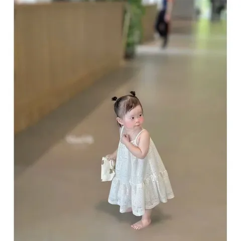 Váy bé gái, váy maxi đi biển chất ren cotton mềm cho bé 10-30kg