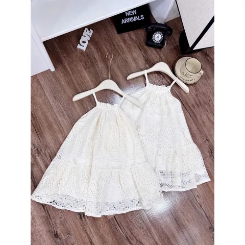 Váy bé gái, váy maxi đi biển chất ren cotton mềm cho bé 10-30kg