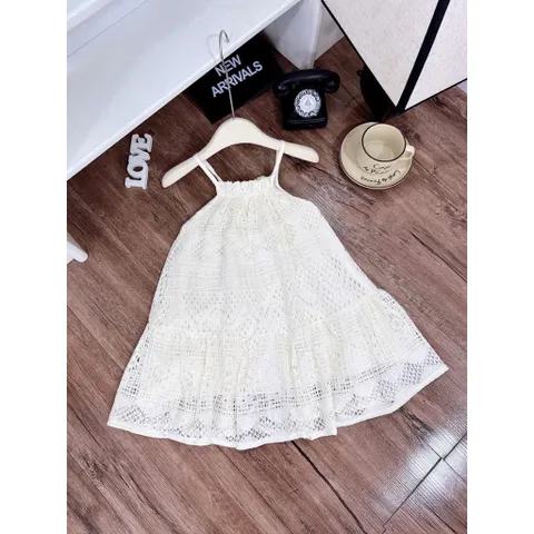 Váy bé gái, váy maxi đi biển chất ren cotton mềm cho bé 10-30kg