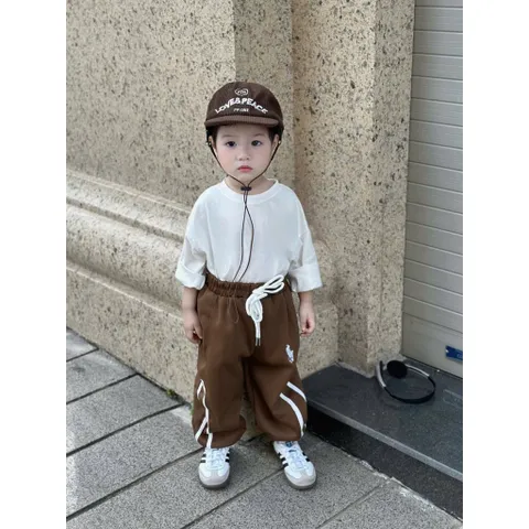 Quần nỉ thu đông bé trai, quần jogger ấm thêu ngựa cho bé 8-26kg