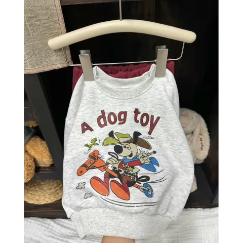Quần áo thu đông cho bé, set bộ nỉ Hàn Quốc chữ A Dog Toy cho bé trai và bé gái size 8-24kg