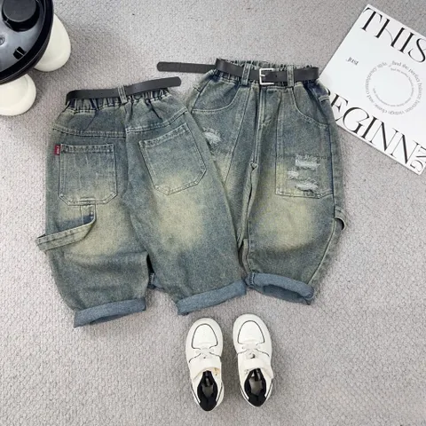Quần dài bé trai, quần jean Baggy túi dài mềm mại cho bé trai 12-30kg