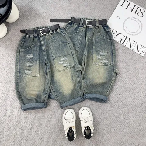 Quần dài bé trai, quần jean Baggy túi dài mềm mại cho bé trai 12-30kg
