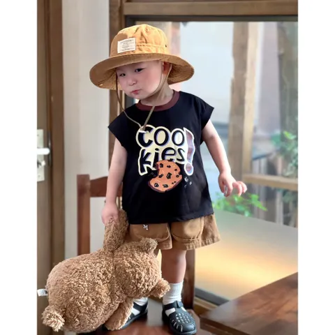 Quần áo bé trai, Set bộ bé trai áo cotton tay hến hoạ tiết Cookie kèm quần short kaki túi hộp cá tính cho bé 9-24kg