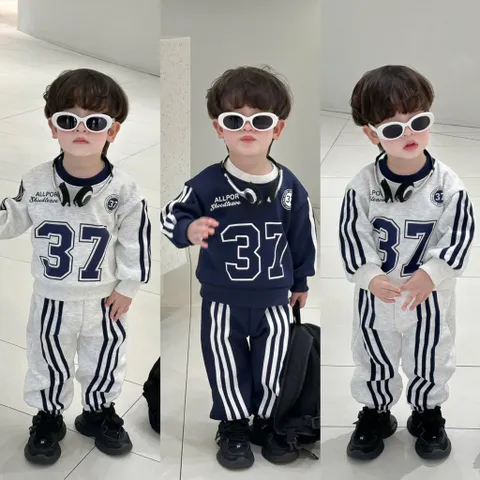 Quần áo thu đông bé trai, set bộ nỉ lót lông tuyết hoạ tiết số 32 cho bé 9-26kg
