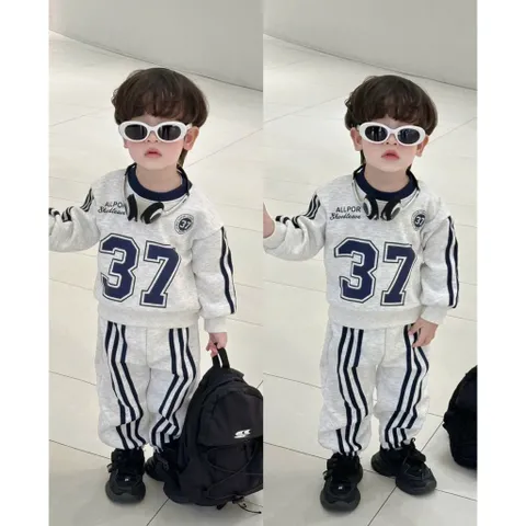 Quần áo thu đông bé trai, set bộ nỉ lót lông tuyết hoạ tiết số 32 cho bé 9-26kg