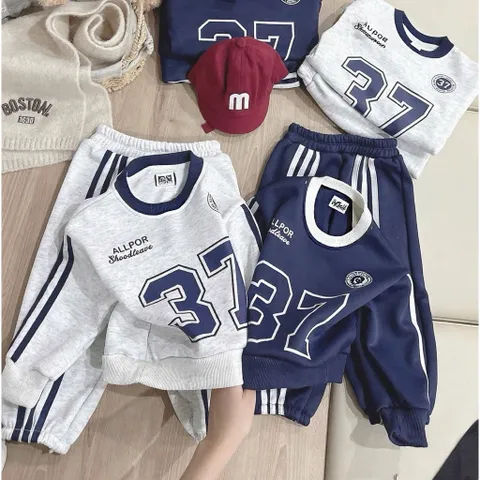 Quần áo thu đông bé trai, set bộ nỉ lót lông tuyết hoạ tiết số 32 cho bé 9-26kg