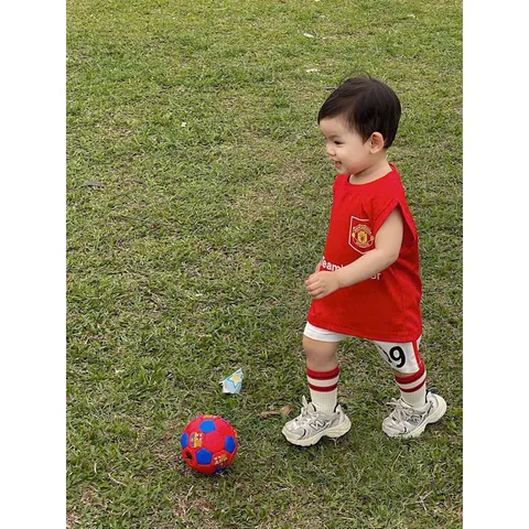 Quần áo bé trai, set bộ thun thông hơi bóng đá cho bé trai size 10-26kg