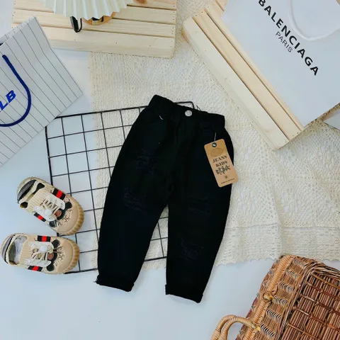Quần kaki bé trai, quần kaki co giãn cào rách sành điệu cho bé size 8-30kg