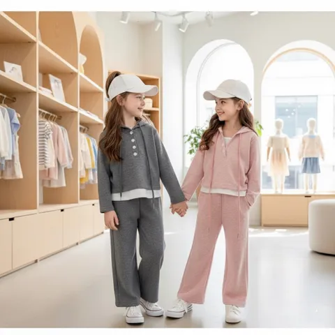 Quần áo thu đông bé gái, Set bộ hoodie vạt trắng kèm quần suông chất len thỏ mềm mịn cho bé size 10–30kg