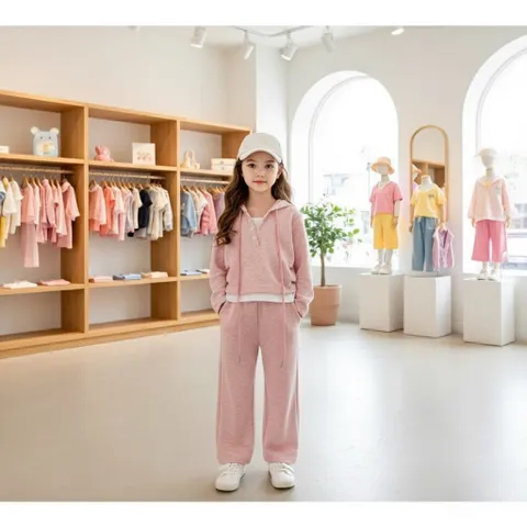 Quần áo thu đông bé gái, Set bộ hoodie vạt trắng kèm quần suông chất len thỏ mềm mịn cho bé size 10–30kg