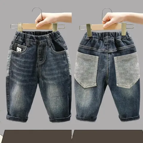 Quần dài bé trai, quần bò bé trai màu xám khói túi to sành điệu cho bé 10-30kg