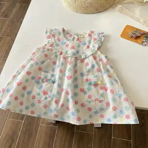 Váy cho bé gái, váy đũi dáng suông chữ A chấm bi to xinh xắn mát mẻ cho bé 10-28kg