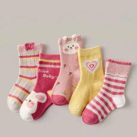Tất cho bé, set 5 đôi tất xinh cho bé trai và bé gái từ 1-12 tuổi