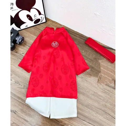 Áo dài cách tân cho bé, áo dài cặp anh em, set bé trai 3ct và bé gái 4ct size 10-30kg