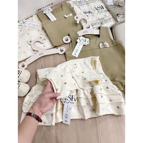 Váy bé gái, cặp váy cotton sát nách xòe 3 tầng xinh xắn cho bé 9-27kg