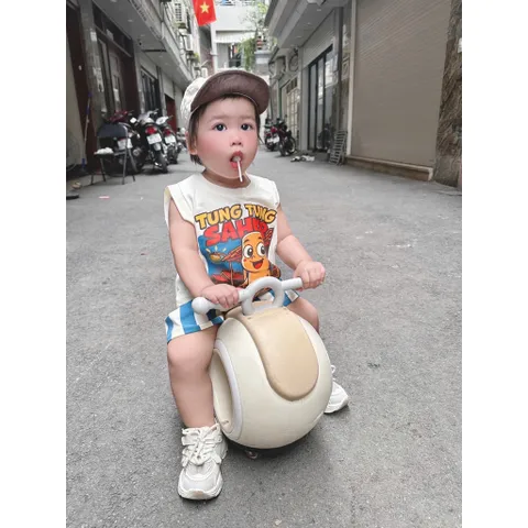 Quần áo bé trai, set bộ ba lỗ cotton Tung Tung Sahur cho bé 9-27kg