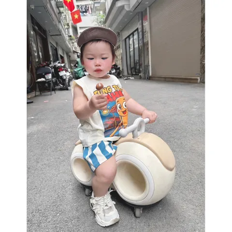 Quần áo bé trai, set bộ ba lỗ cotton Tung Tung Sahur cho bé 9-27kg