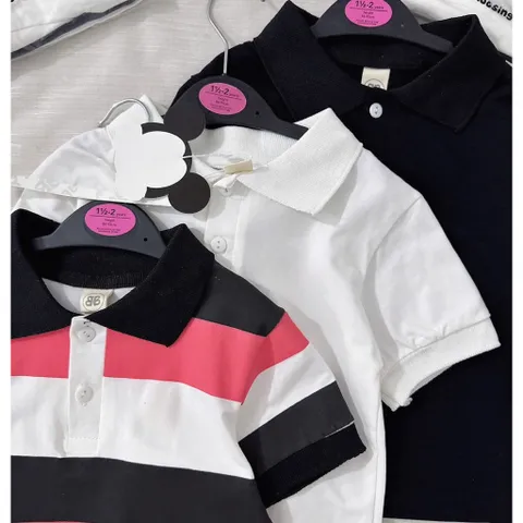 Áo polo bé trai, áo có cổ cộc tay thêu Tô Mỳ cho size 8-27kg