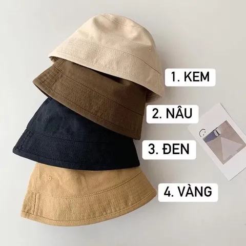 Mũ trẻ em, mũ kaki bucket 4 màu cho bé trai và bé gái từ 0-5 tuổi