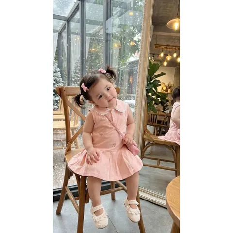 Váy cho bé gái, váy suông sát nách cổ sen đuôi cá dễ thương cho bé 8-20kg