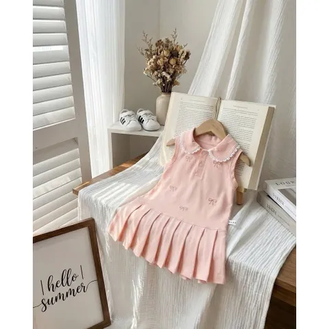 Váy cho bé gái, váy suông sát nách cổ sen đuôi cá dễ thương cho bé 8-20kg