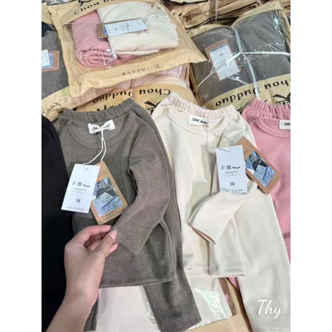 Quần áo thu đông cho bé, set bộ dài tay chất zip lông CHOU cho bé trai và bé gái size 6-27kg