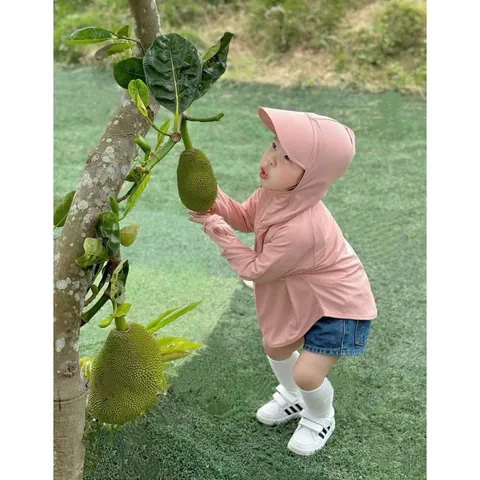 Áo chống nắng cho bé, áo chống nắng thun lạnh dáng ngắn 2 màu cho bé 10-35kg