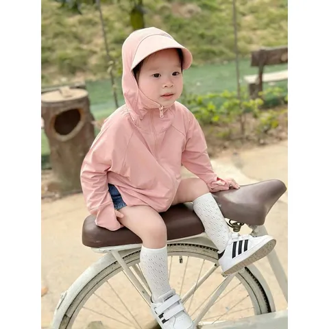 Áo chống nắng cho bé, áo chống nắng thun lạnh dáng ngắn 2 màu cho bé 10-35kg