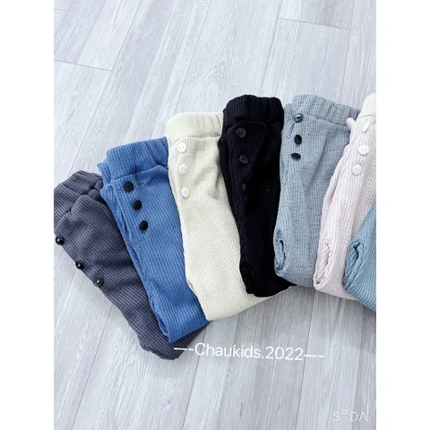 Quần dài thu đông bé trai, quần dài chất tổ ong dáng jogger 3 cúc cho bé trai, bé gái