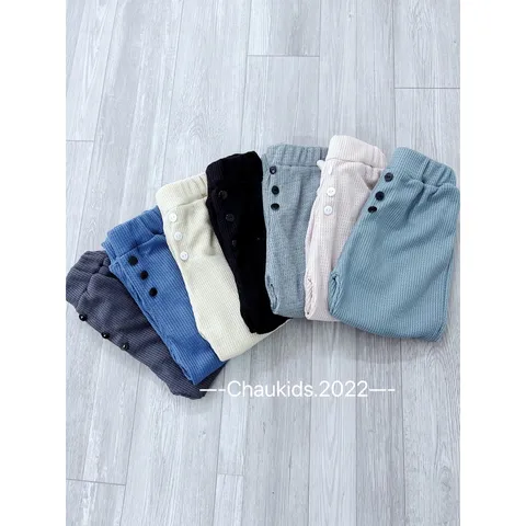 Quần dài thu đông bé trai, quần dài chất tổ ong dáng jogger 3 cúc cho bé trai, bé gái